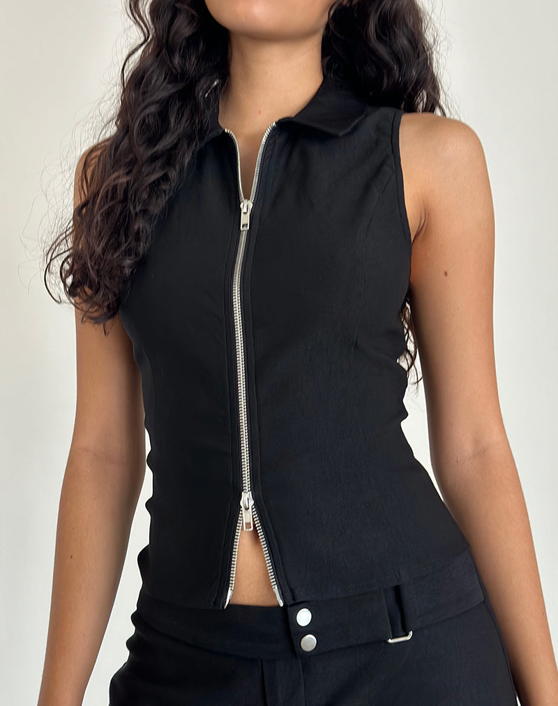 Immagine di Janae Gilet Top in Stretch Tailoring Nero
