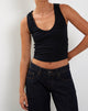 Immagine di Jastio Gilet Top in jersey nero a coste