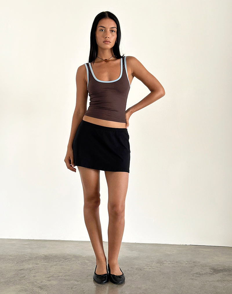 Immagine di Jastiya Top in marrone con rilegatura blu Nantucket