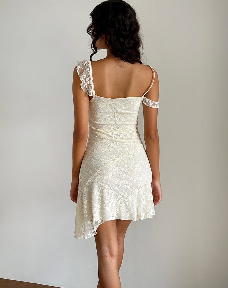 Immagine di Jati Mini Dress in pizzo bianco sporco Canina Rose