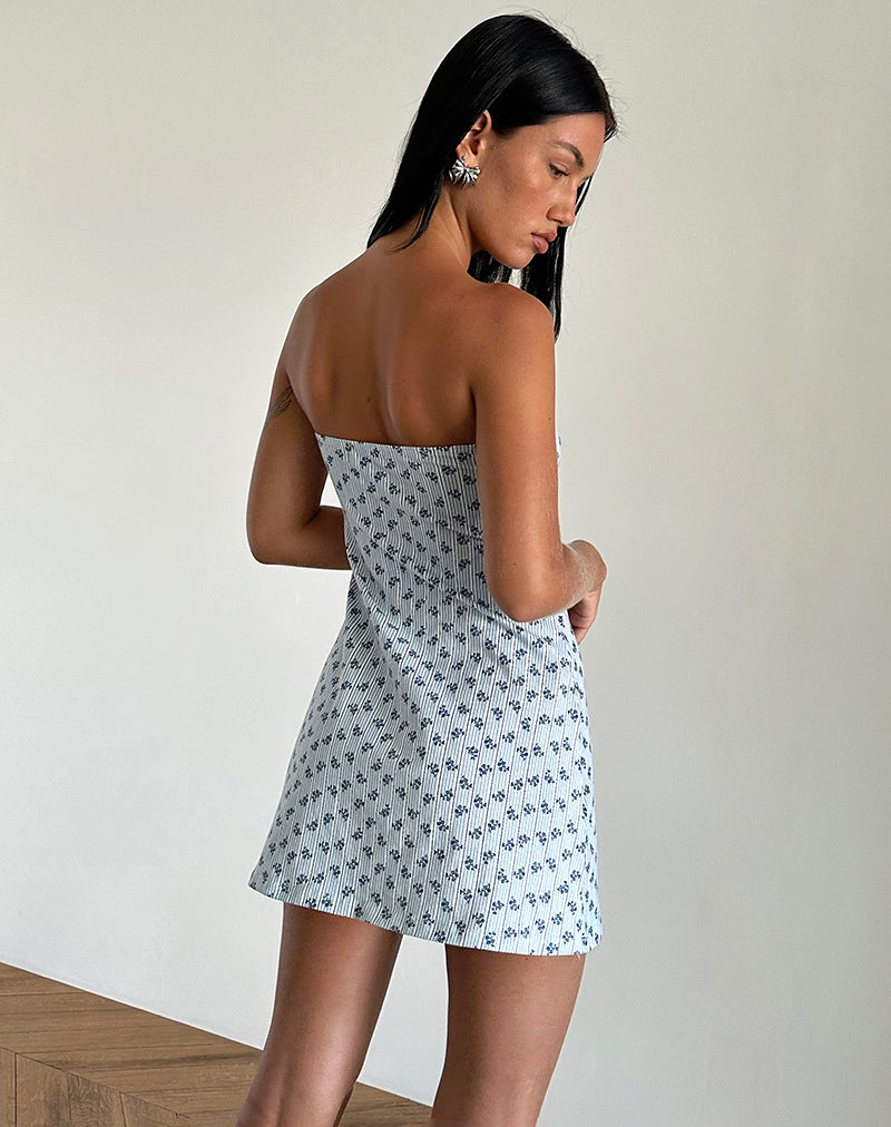 immagine di Javaya Mini Dress a fascia a righe floreali