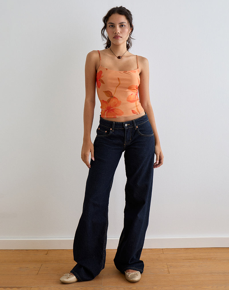Immagine di Jefita Cami Top in Watercolour Hibiscus Orange