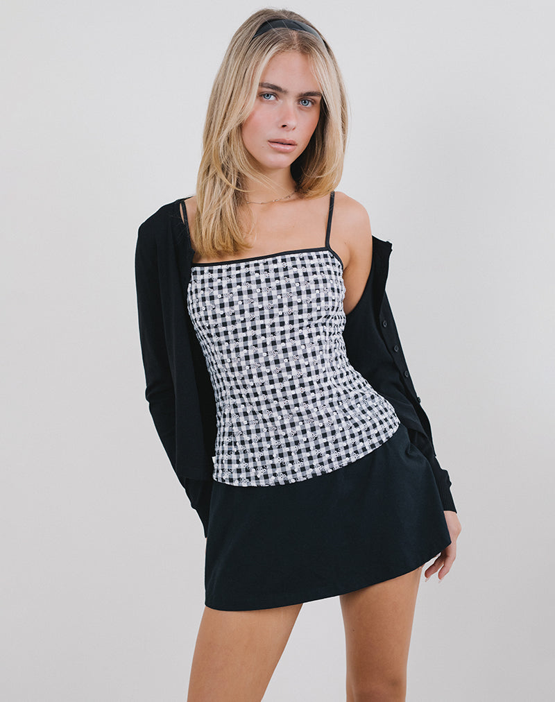 Jeiha Cami Top in percalle floreale nero
