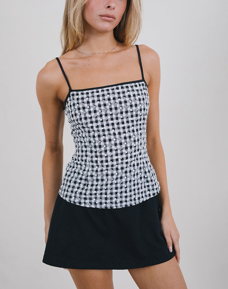 Jeiha Cami Top in percalle floreale nero