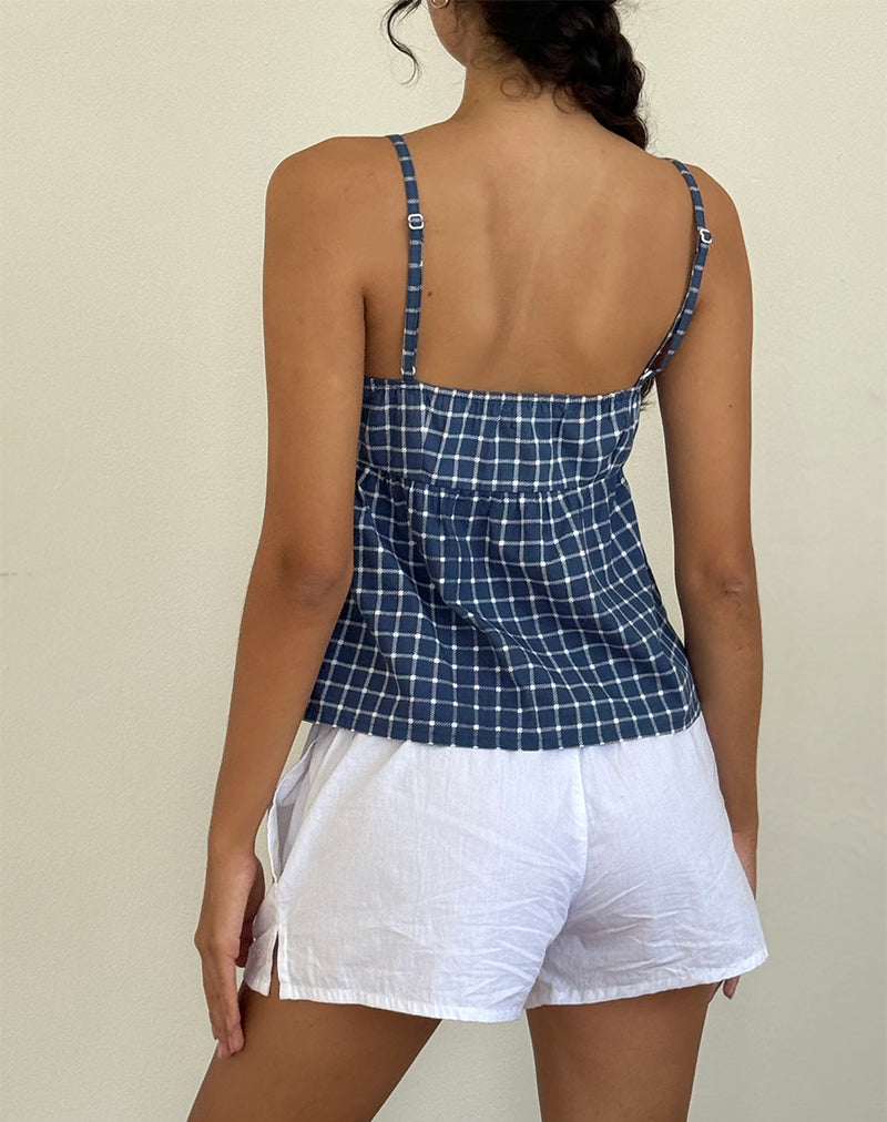 Top Jeju in popeline tartan della Marina