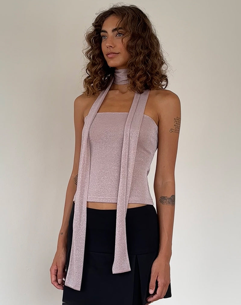 Immagine di Jeldia Top a fascia e sciarpa in rosa shimmer