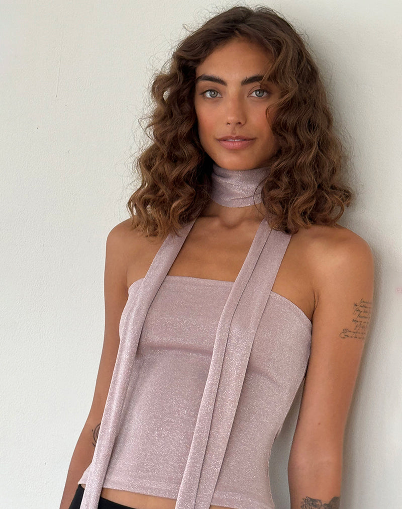 Immagine di Jeldia Top a fascia e sciarpa in rosa shimmer