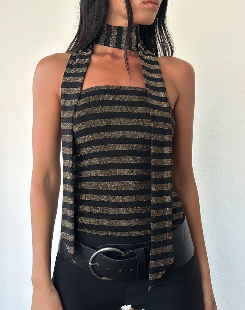 Immagine di Jeldia Set top e sciarpa in lurex a righe oro