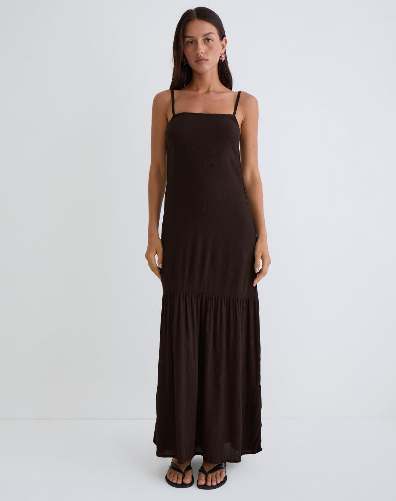 Immagine di Jenesis Maxi Dress in Crinkle Cioccolato amaro