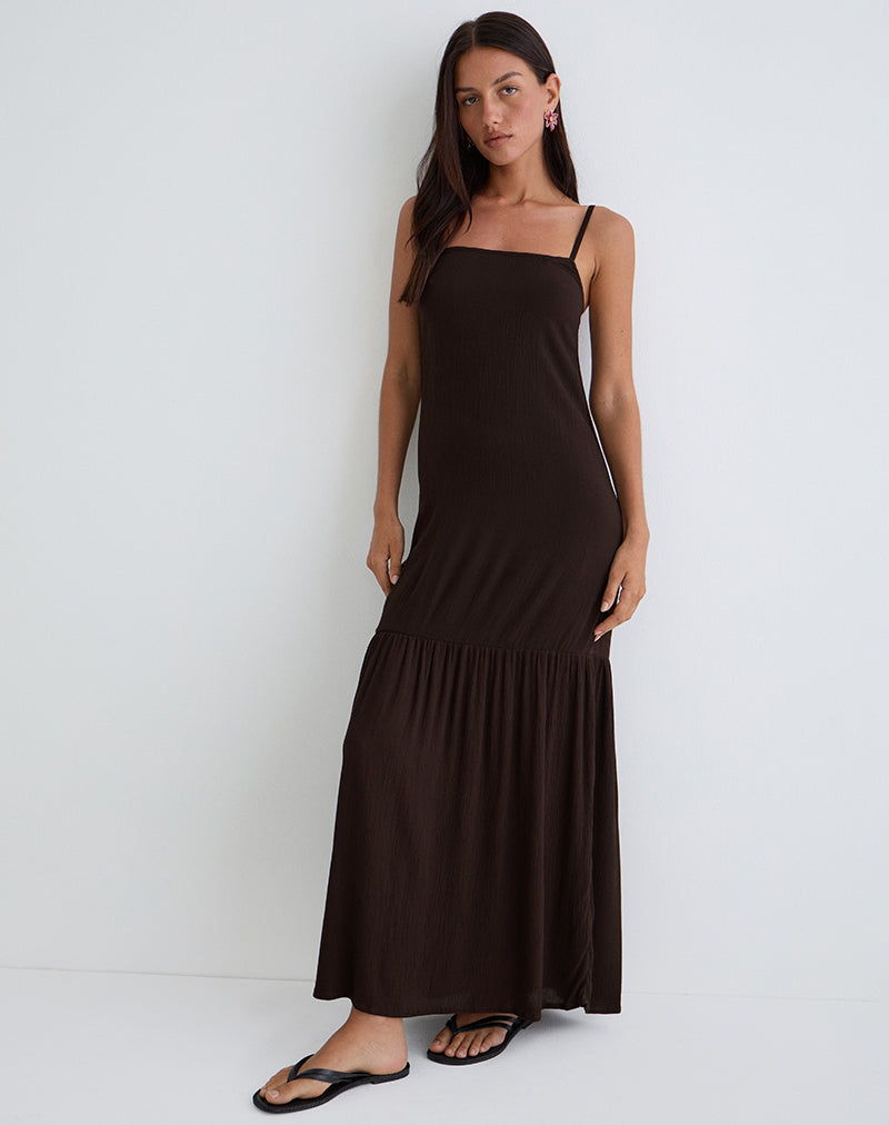 Immagine di Jenesis Maxi Dress in Crinkle Cioccolato amaro