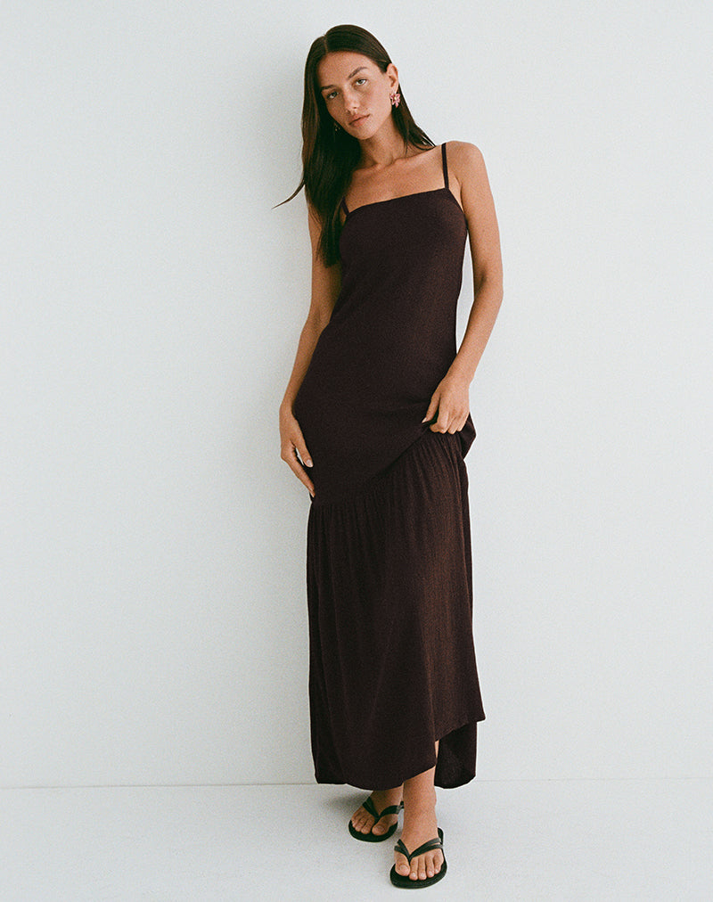 Immagine di Jenesis Maxi Dress in Crinkle Cioccolato amaro