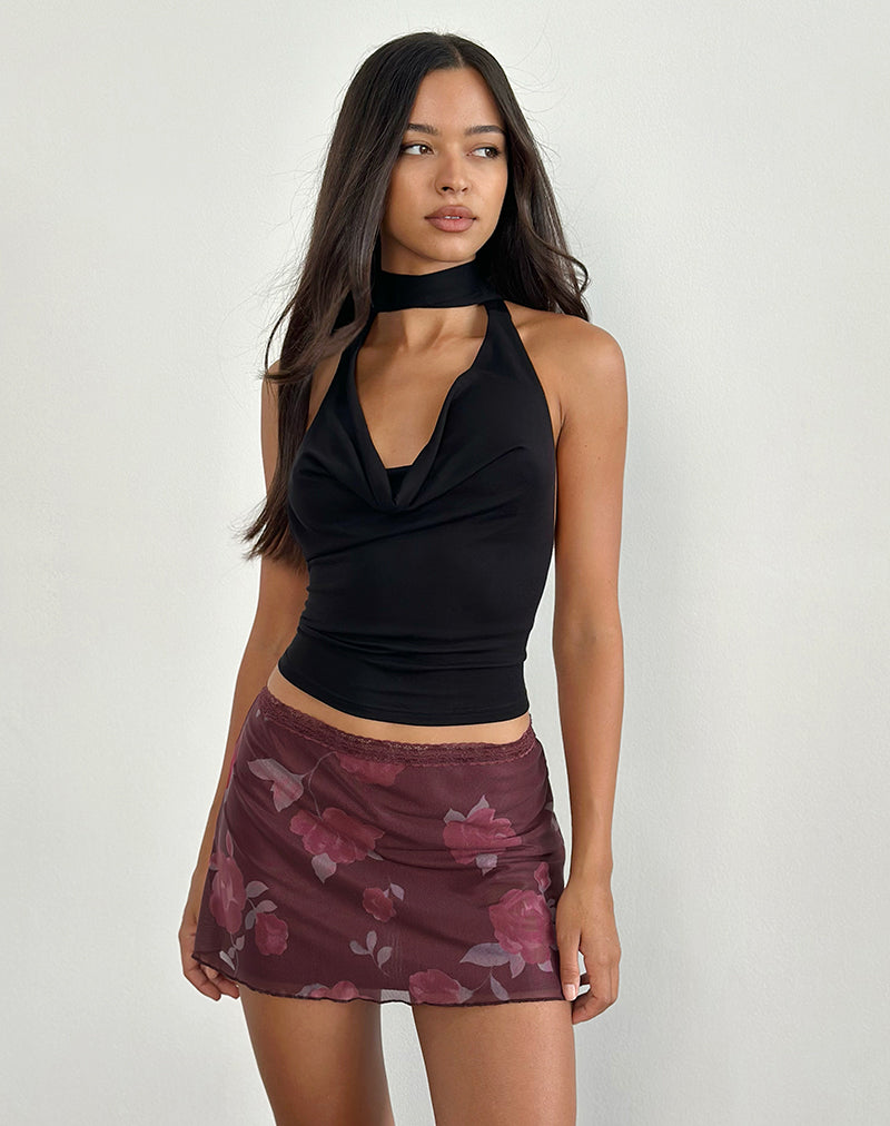 Minigonna Jeor in Blooming Rose Borgogna