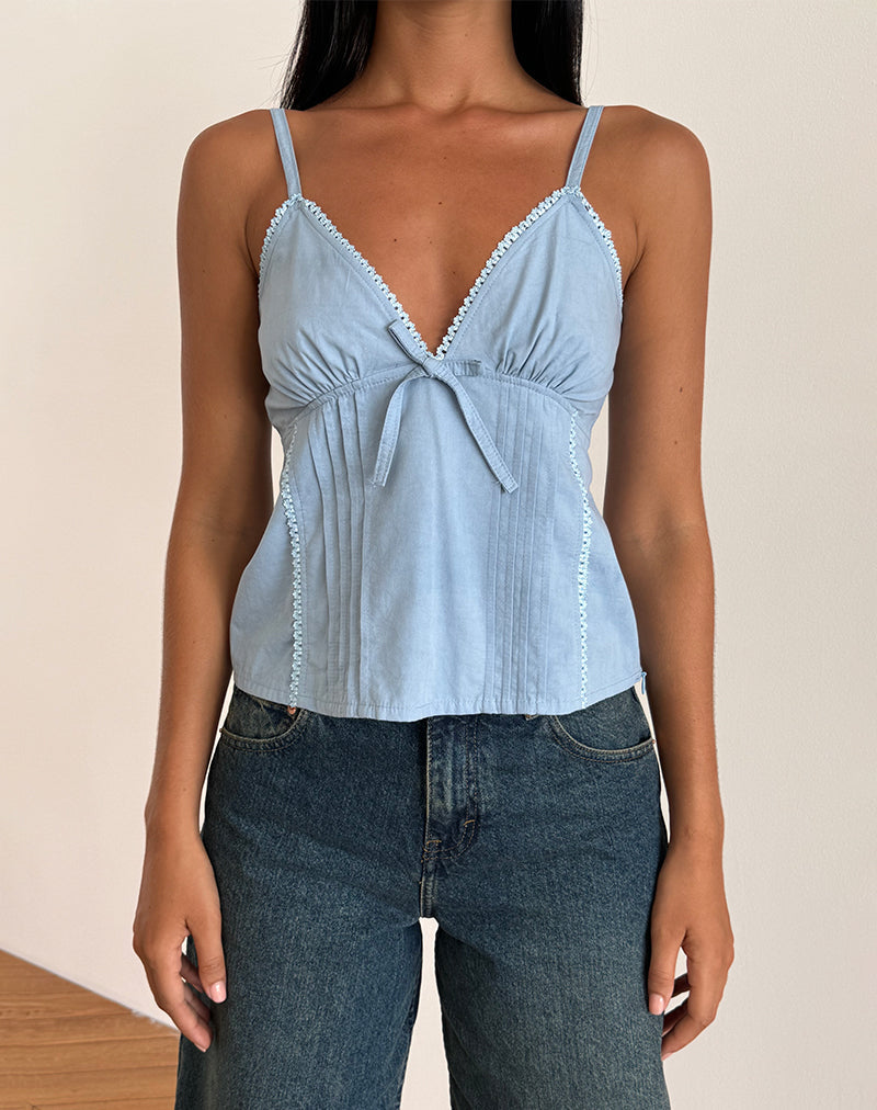 Immagine di Jepuni Cami Top in Popeline Blu Nantucket
