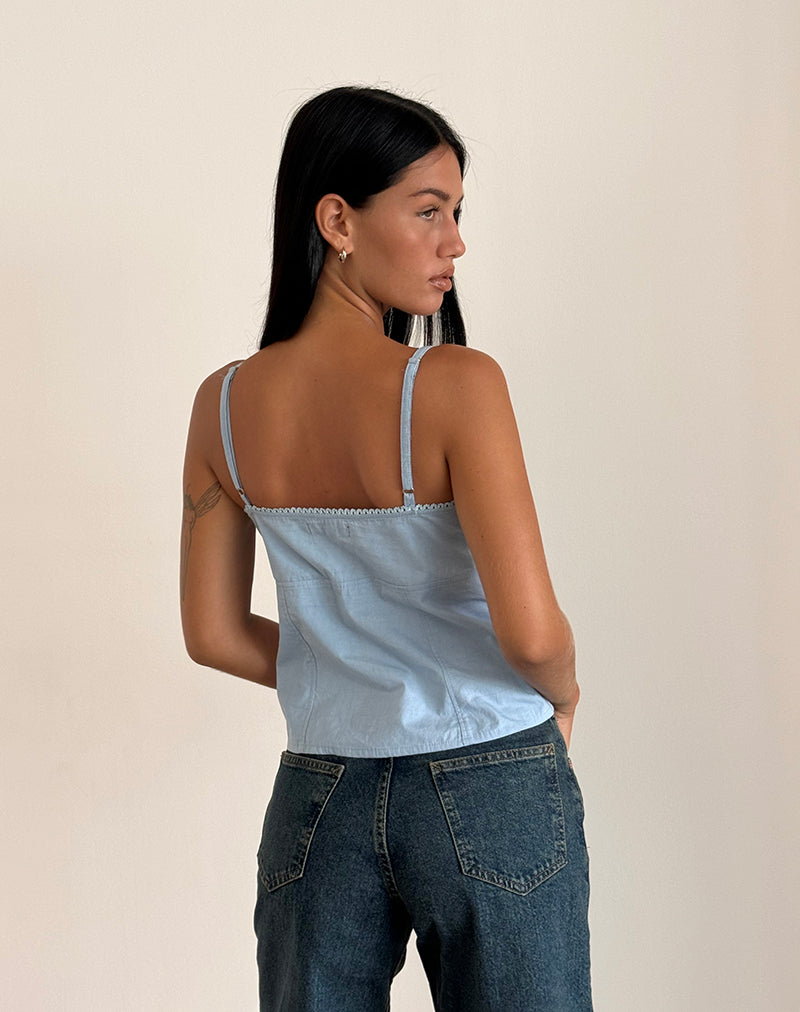 Immagine di Jepuni Cami Top in Popeline Blu Nantucket