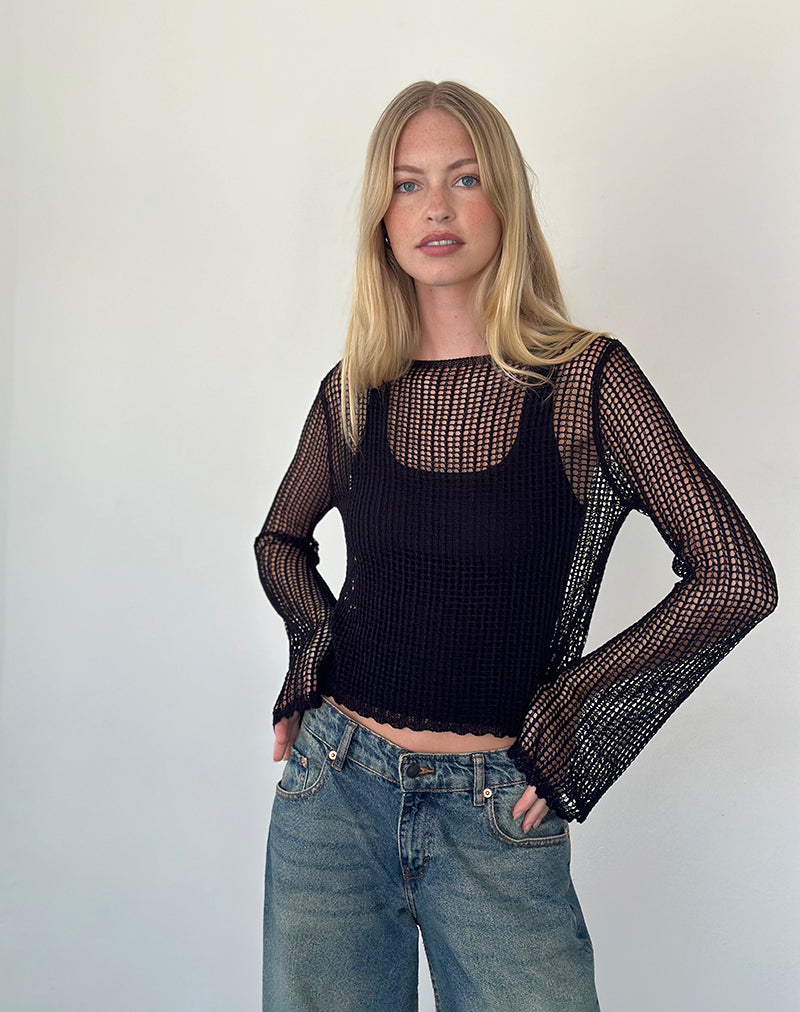 Jessamyn - Maglia aperta nera