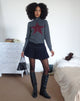 Immagine del cardigan Jimena con zip in grigio e motivo a stelle bordeaux