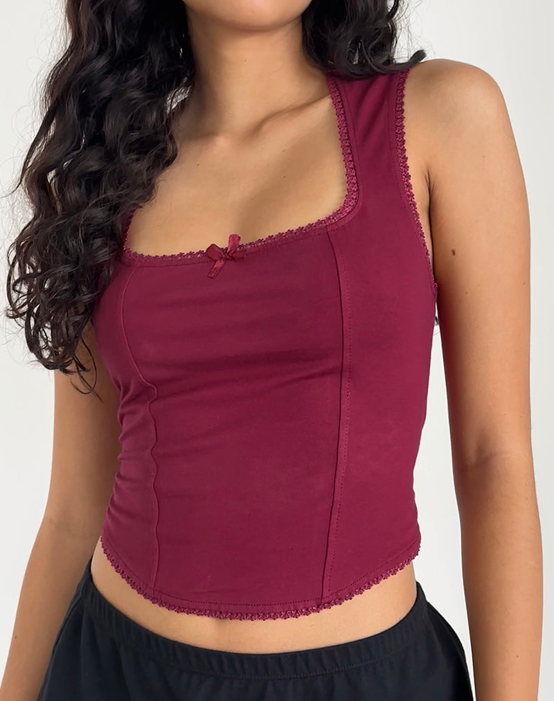 Top corsetto Jinisa in borgogna
