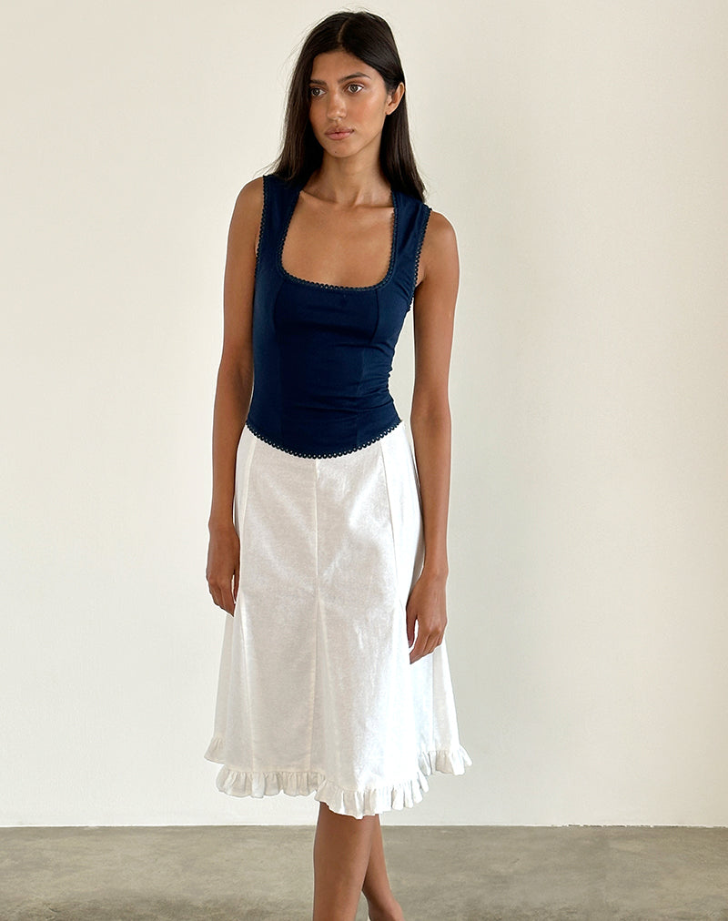 Jinisa - Top con corsetto in blu