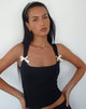 Immagine di Jiniso Crop Top nero con fiocchi avorio