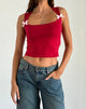Immagine di Jiniso Crop Top rosso adrenalina con fiocchi rosa