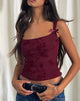 Immagine di Jiniso Gilet top in flock di fiori botanici Maroon