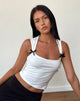 Immagine di Jiniso Crop Top in bianco sporco con fiocchi neri