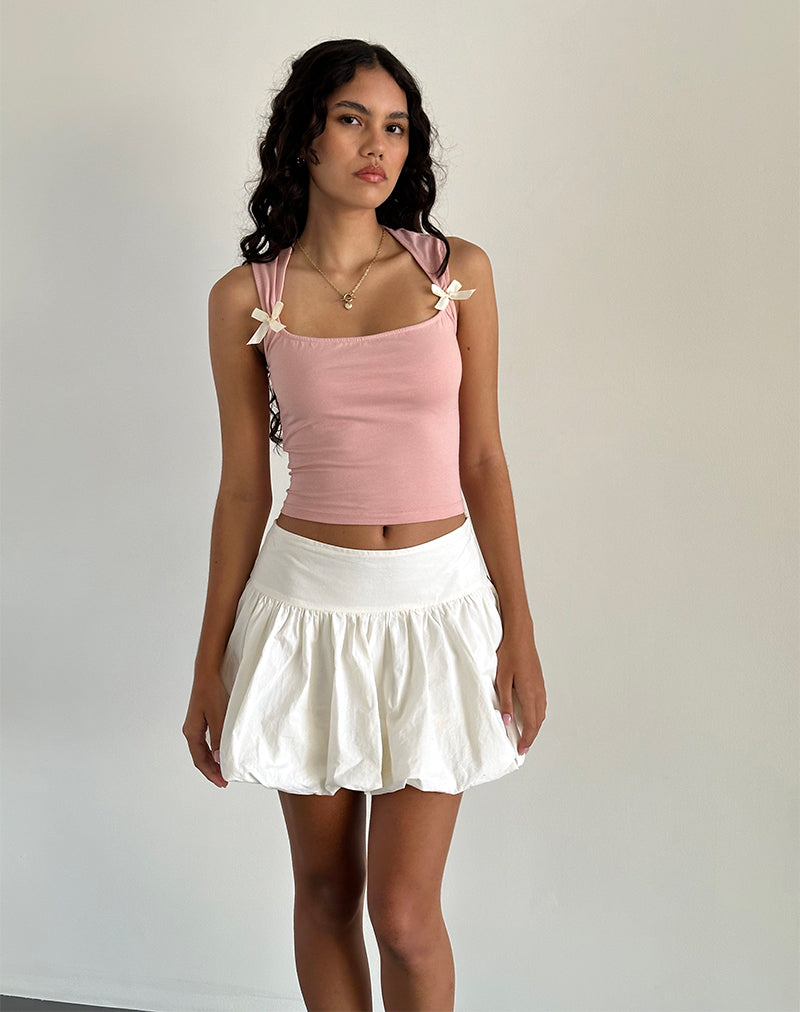 Immagine di Jiniso Crop Top in Rosa Signora con fiocchi avorio