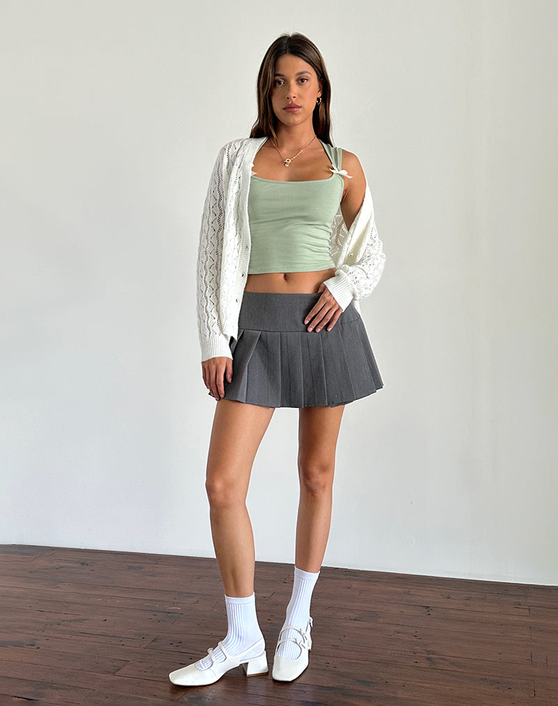 Crop Top Jiniso in salvia con fiocchi avorio