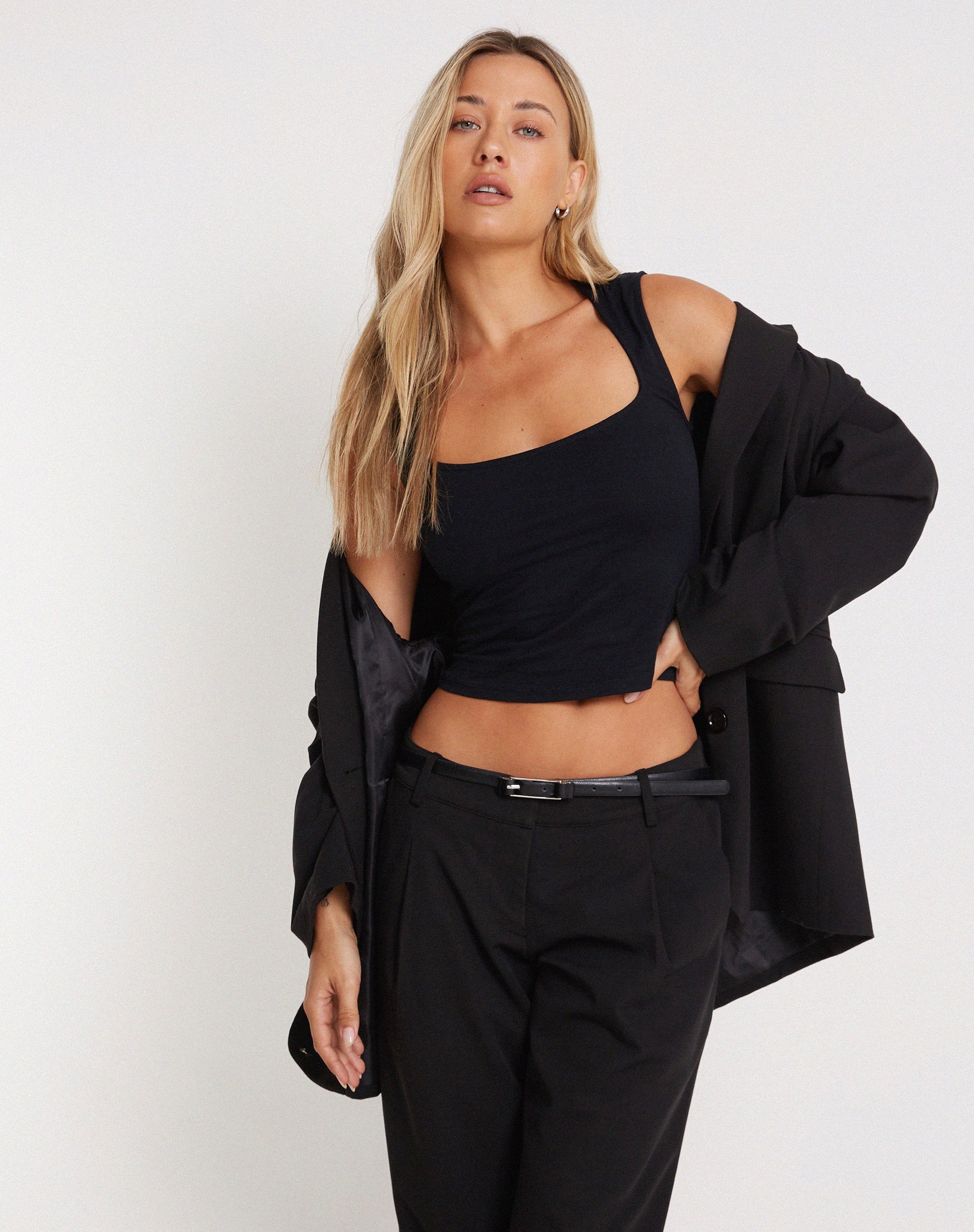 Immagine di Jinsu Crop Top in Lycra Nero