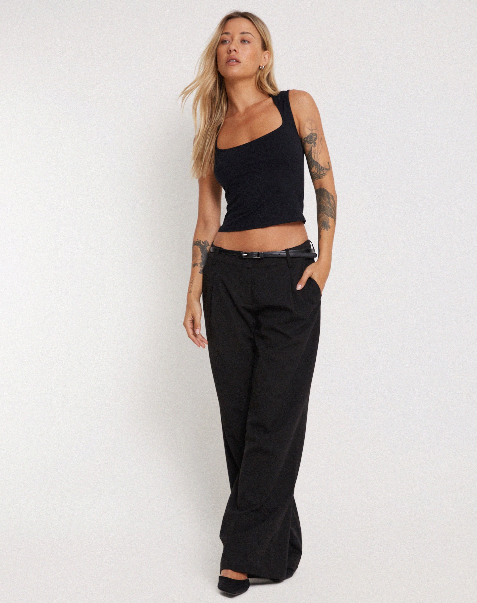 Immagine di Jinsu Crop Top in Lycra Nero