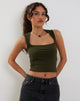 Immagine di Jinsu Crop Top in lycra oliva