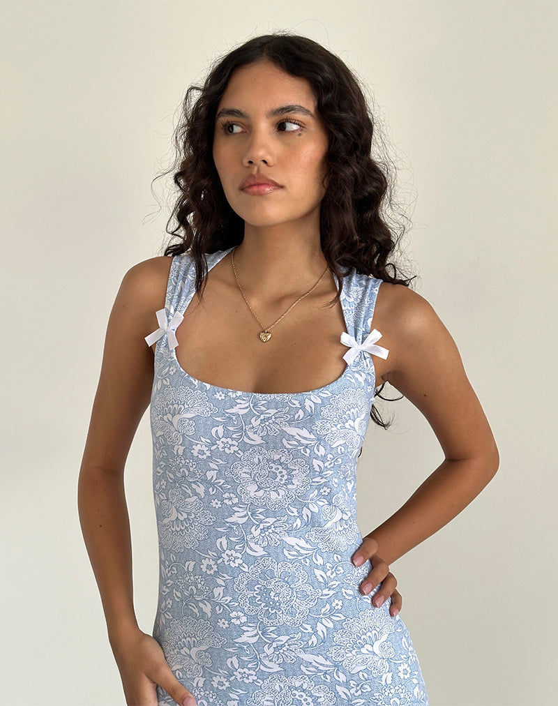 Immagine di Jinsuni Mini abito in lycra bianca con stampa ornamentale