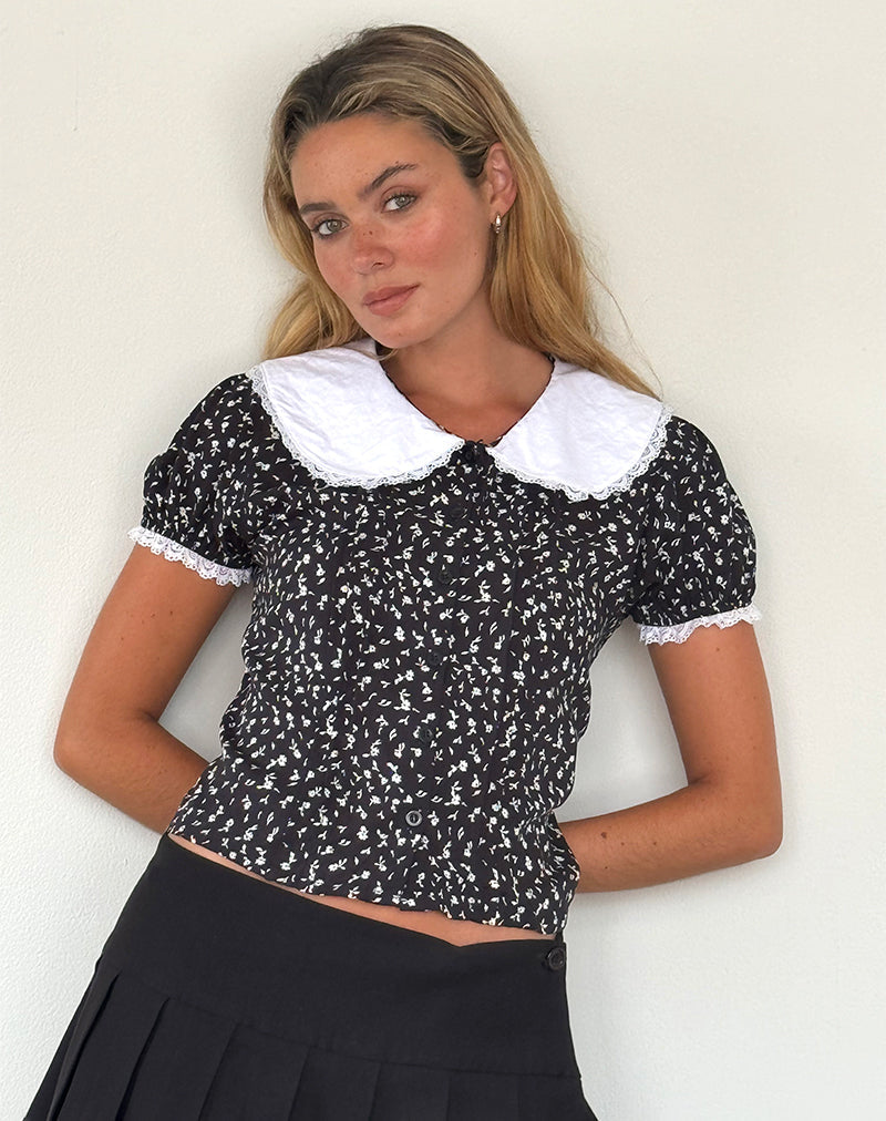 Camicetta Jisoya in nero Ditsy Romance