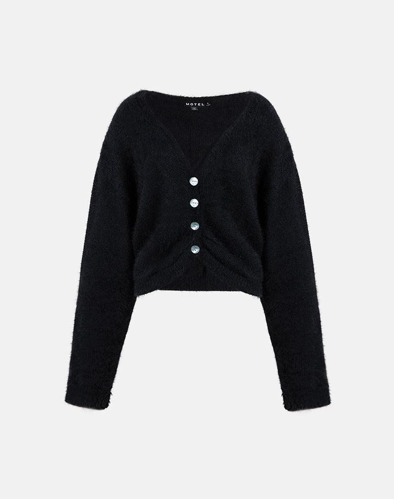 Immagine di Jiyo Cardigan arricciato in maglia nero