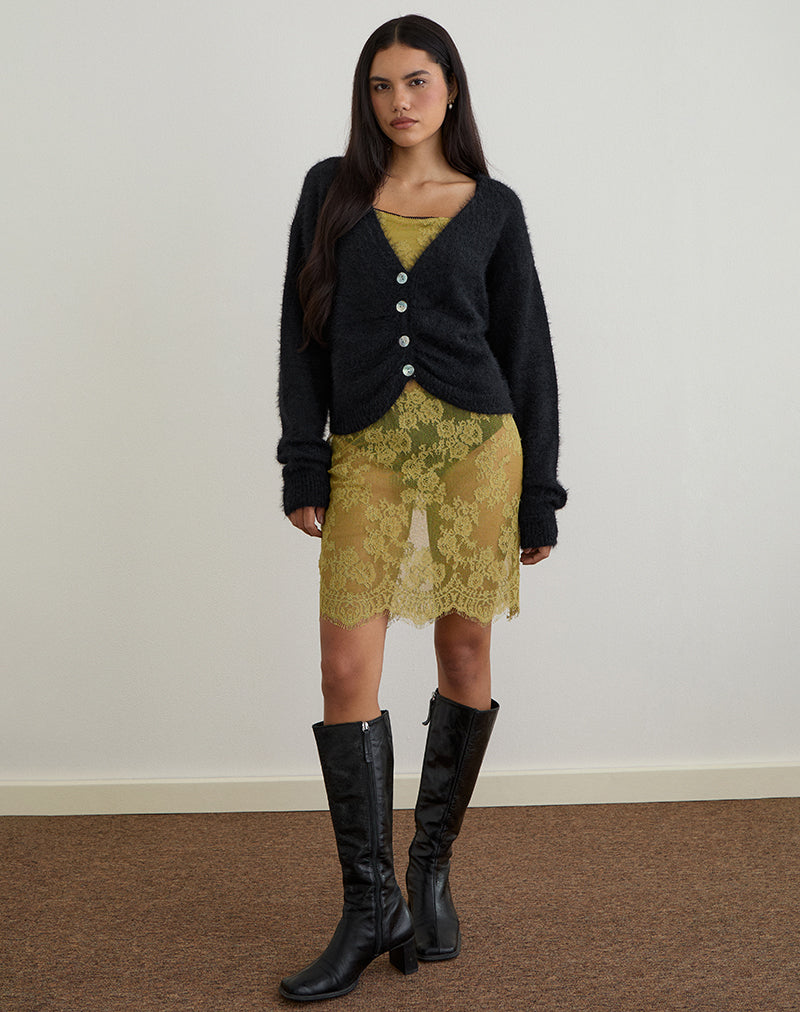 Jiyo - Cardigan arricciato in maglia nera