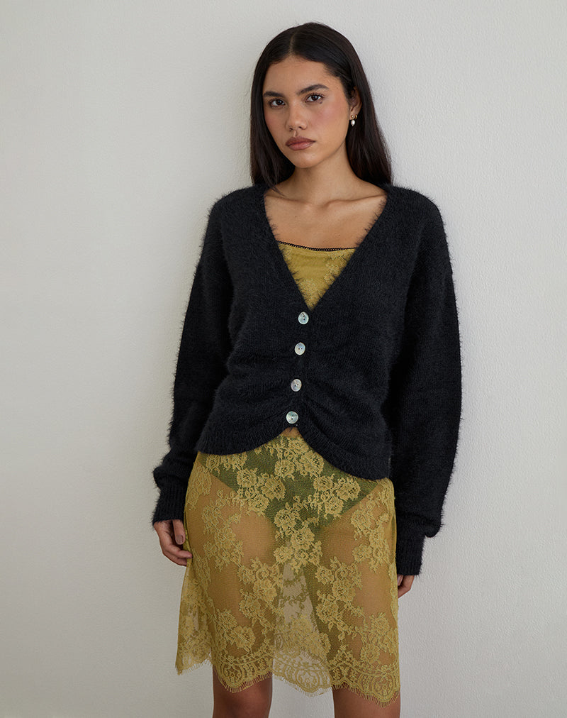 Immagine di Jiyo Cardigan arricciato in maglia nero