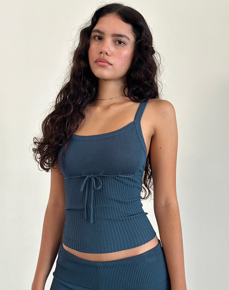 Top in maglia a coste Joanie in Ocean Storm