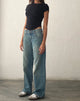 immagine di Jeans paralleli a vita bassa in blu vintage verde