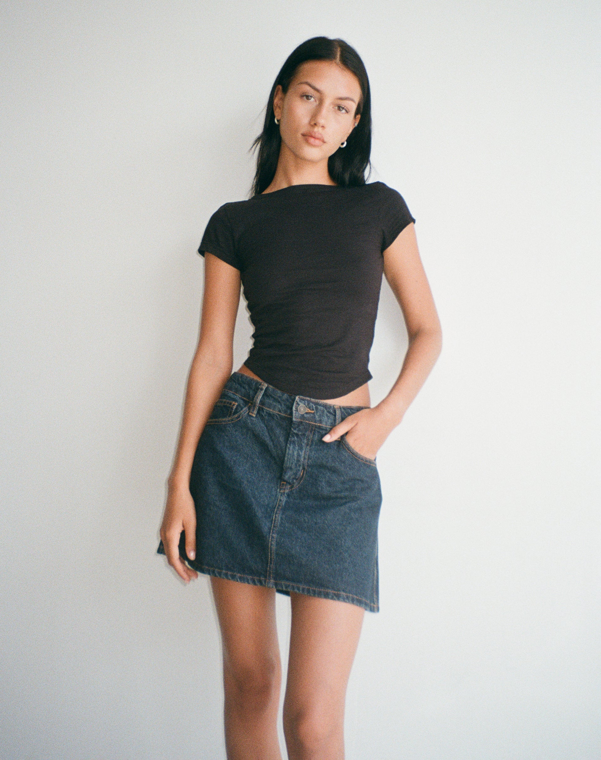 Immagine di Gonna Mini A-Line in Denim Indaco