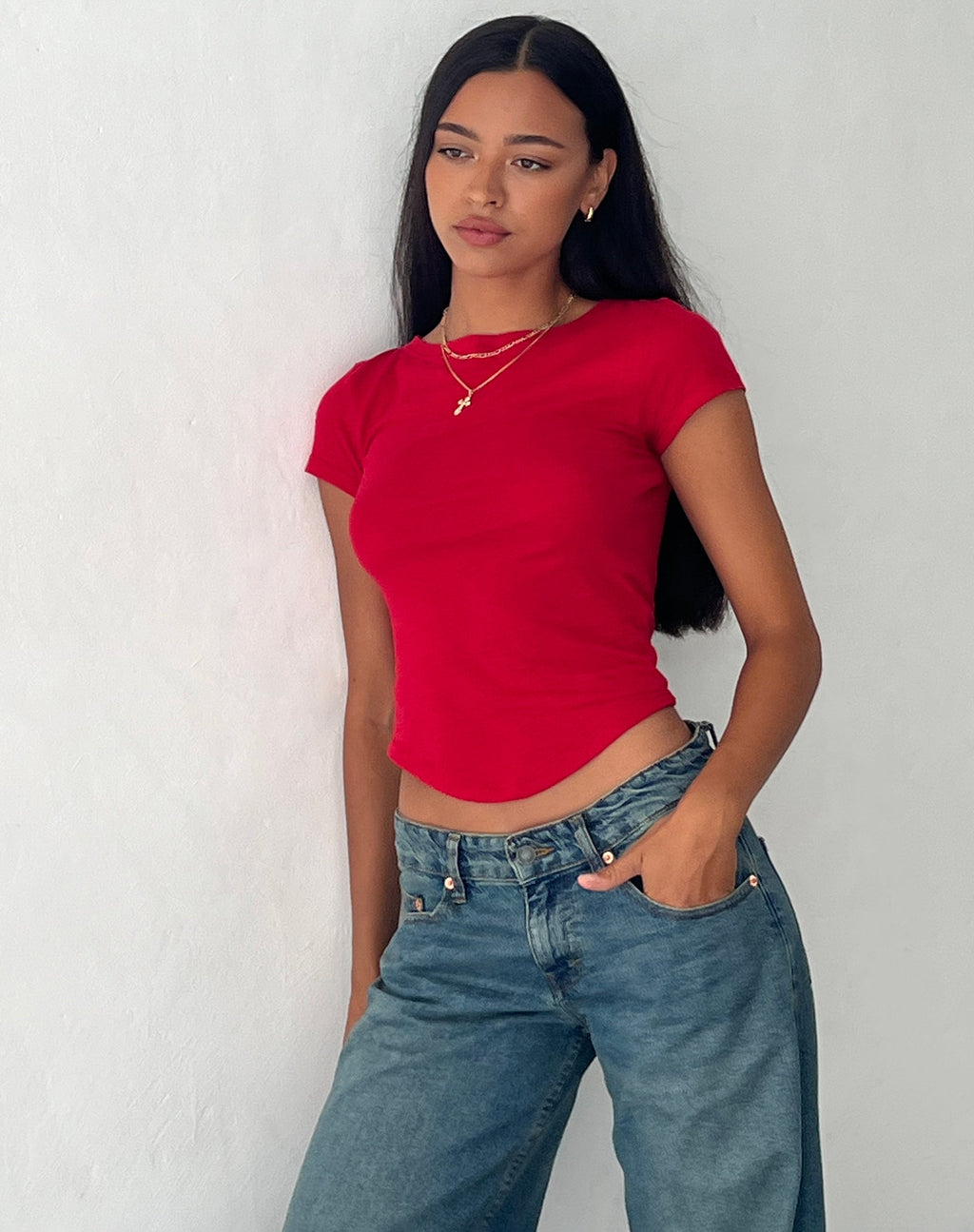 Jojes - T-shirt in jersey rosso tango