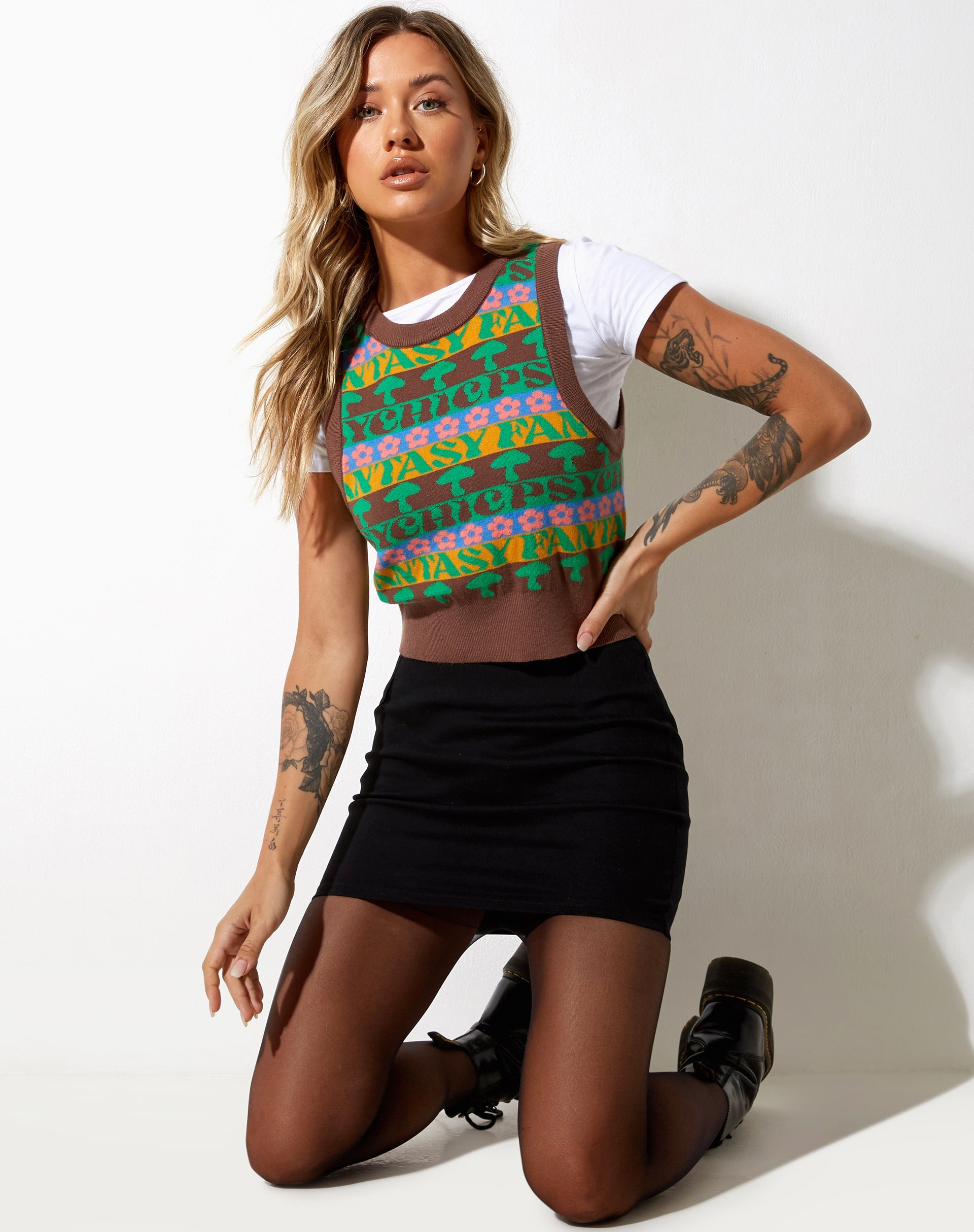 Immagine di Joker Gilet Top in maglia Fairisle Mix Brown