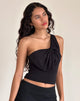 Immagine di Jovie One Shoulder Slinky Bow Top in nero