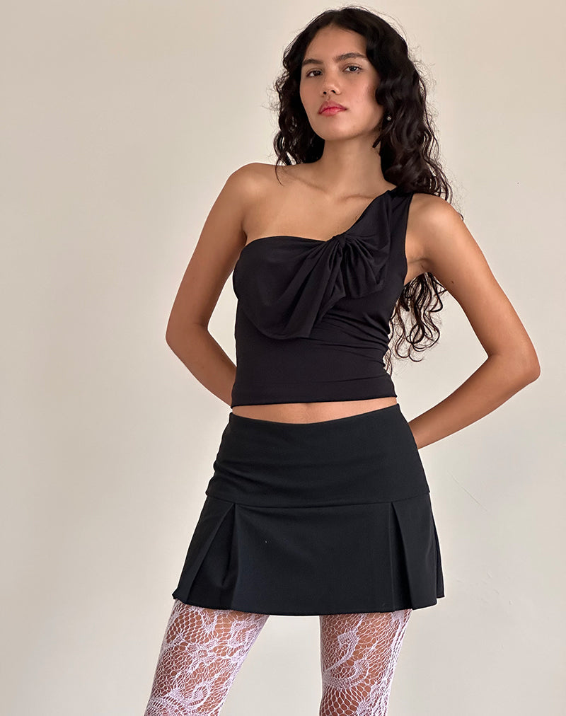 Immagine di Jovie One Shoulder Slinky Bow Top in nero