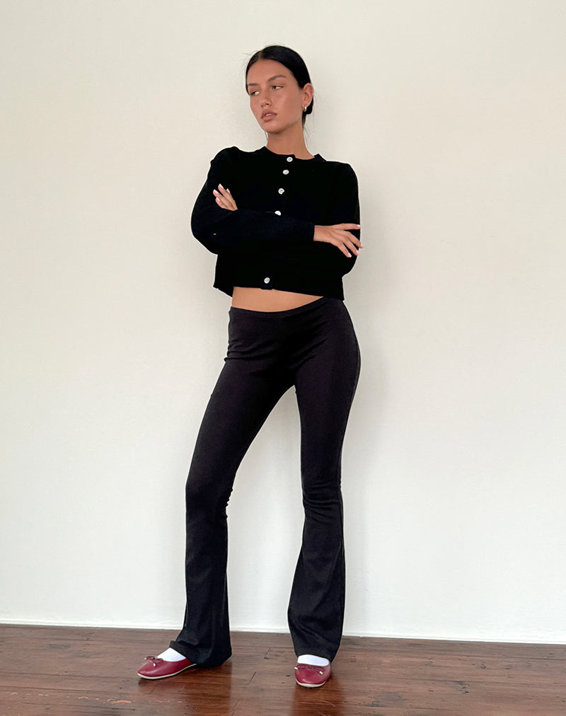 Pantaloni svasati a coste morbide Joxiel in nero