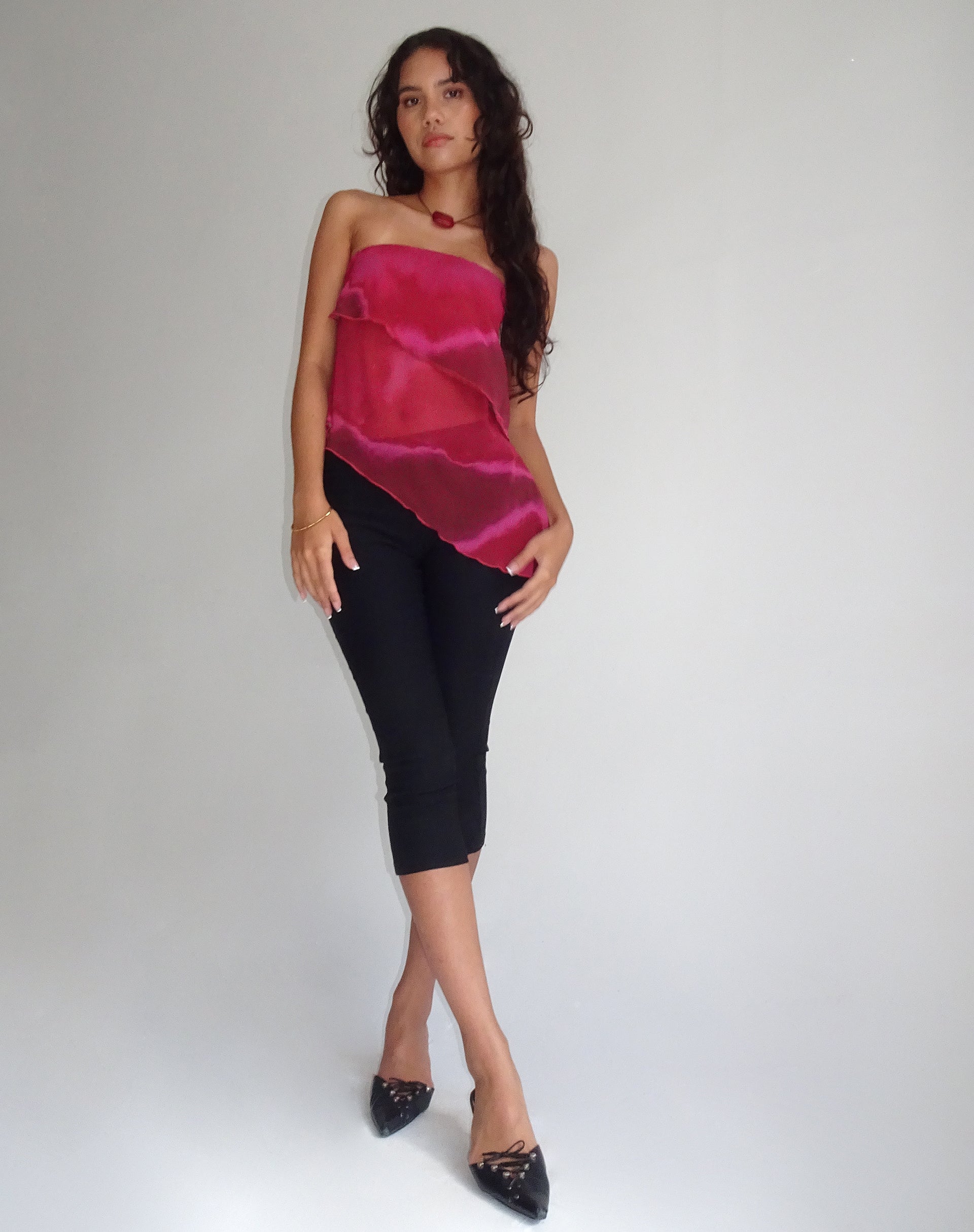 Immagine di Joyce Longline Waterfall Tube Top in Plum Watercolour
