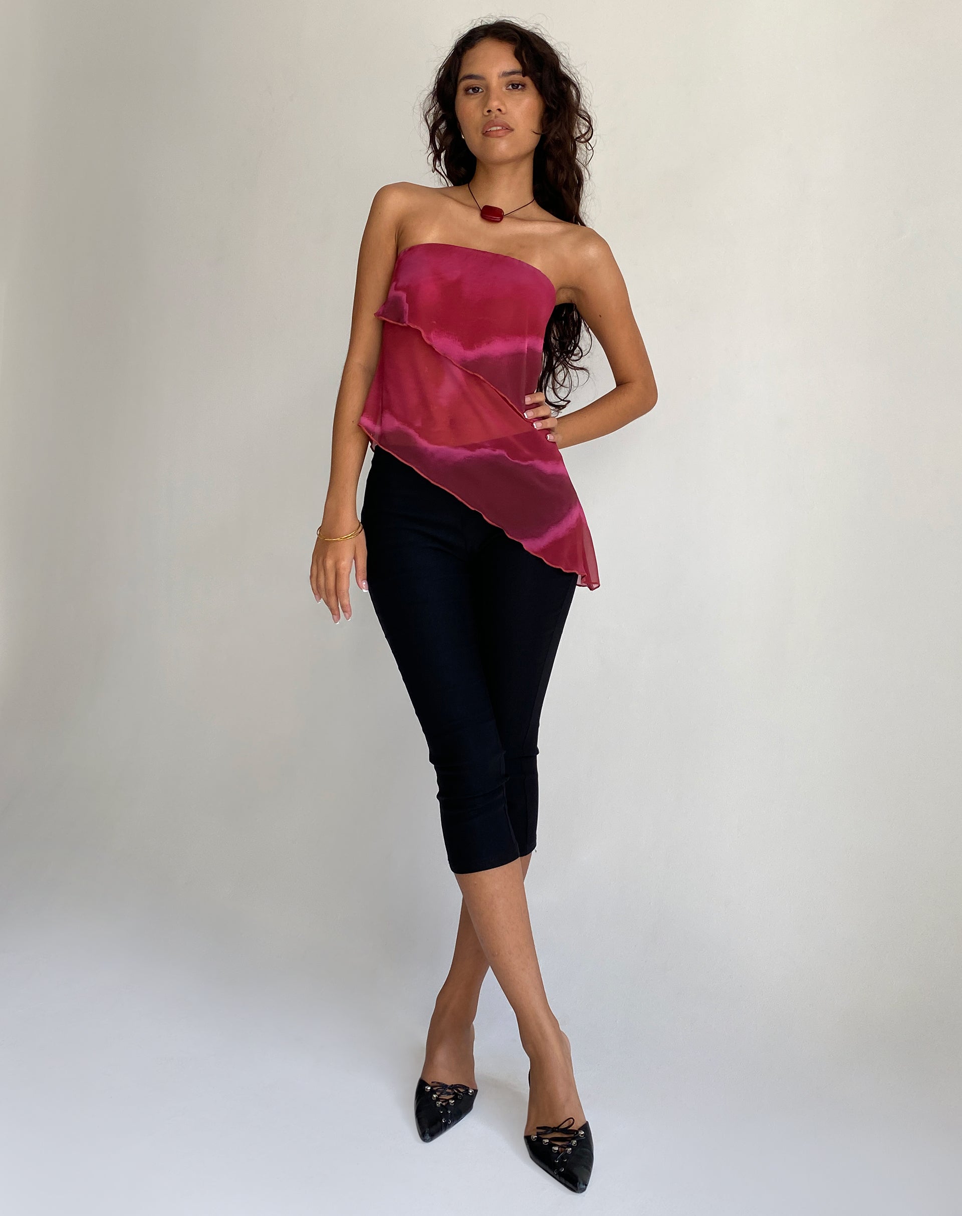 Immagine di Joyce Longline Waterfall Tube Top in Plum Watercolour