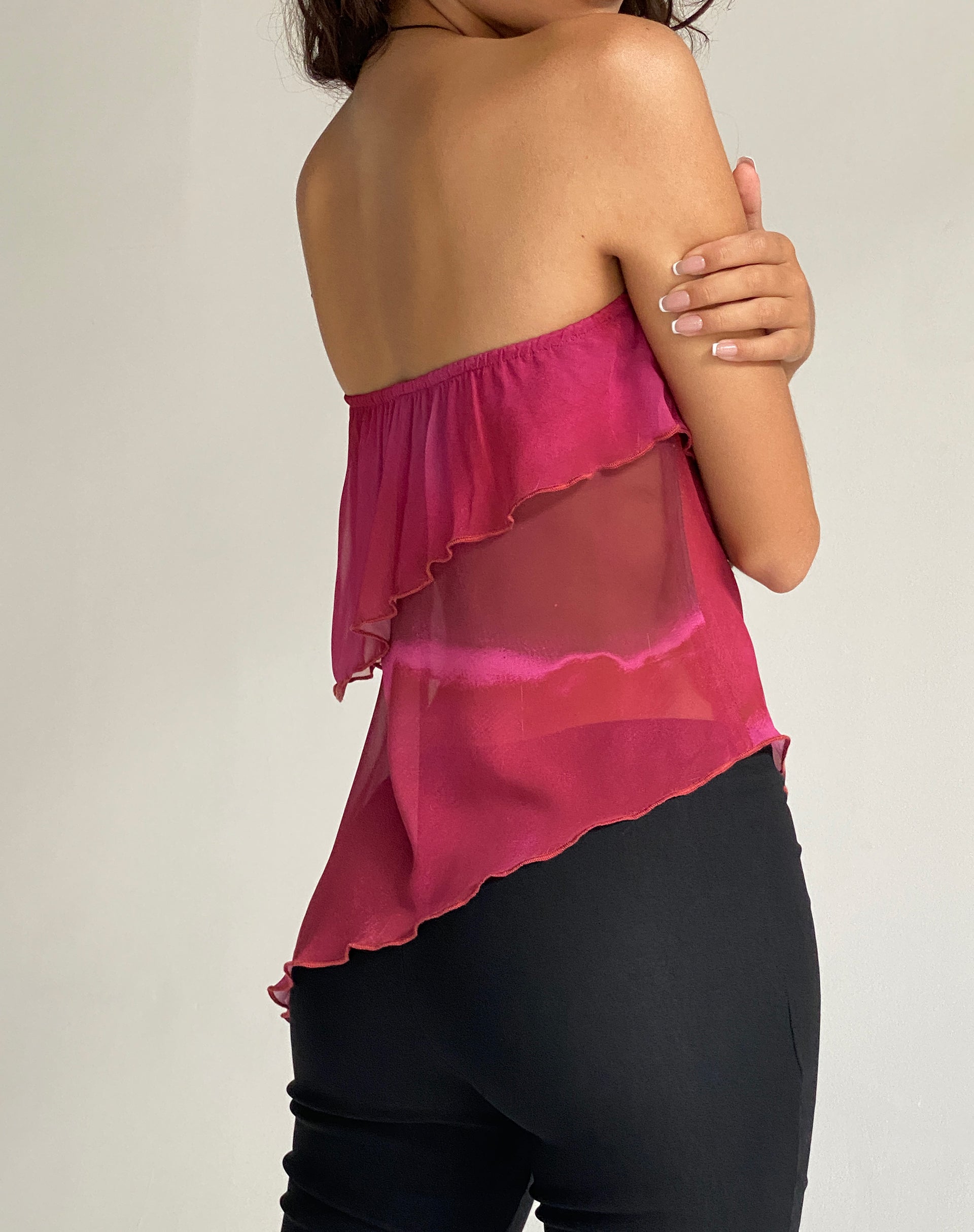 Immagine di Joyce Longline Waterfall Tube Top in Plum Watercolour