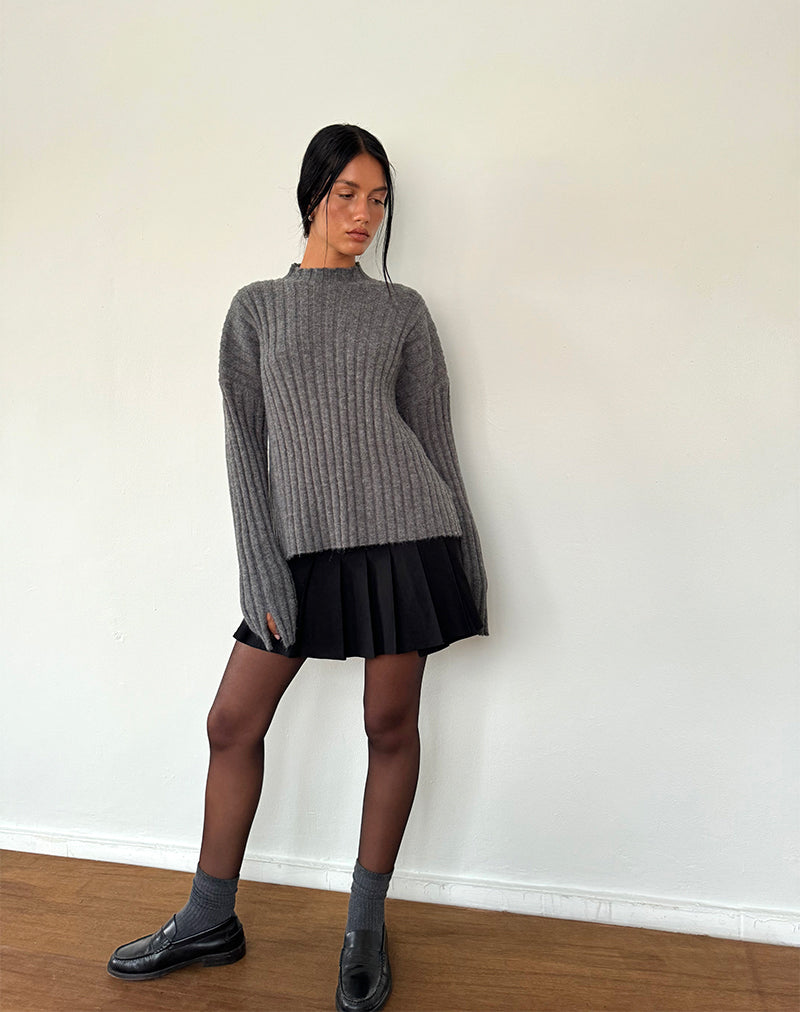 Immagine di Judah - Maglione oversize a maglia a costine di colore antracite