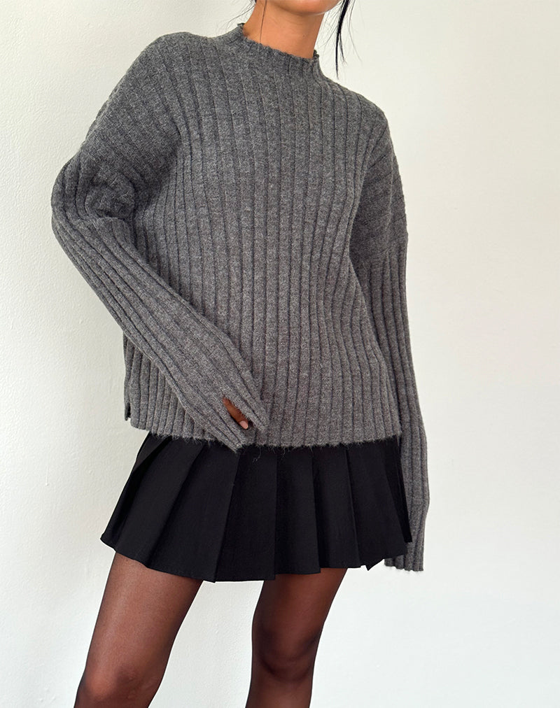 Immagine di Judah - Maglione oversize a maglia a costine di colore antracite