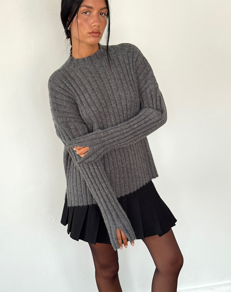 Immagine di Judah - Maglione oversize a maglia a costine di colore antracite